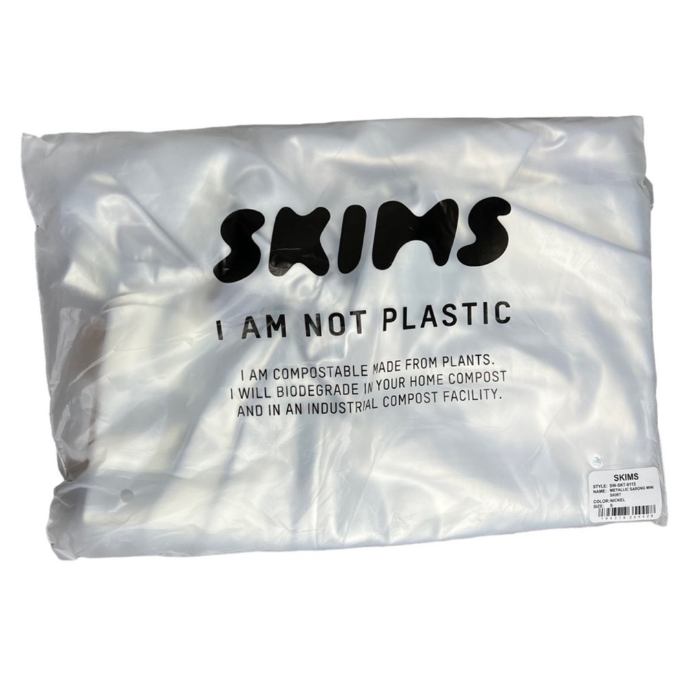 SKIMS Metallic Swim Sarong Mini Skirt Nickel - Picture 2 of 7